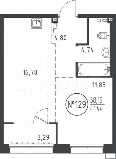 1-к. квартира, 41,4 м², 7/10 эт.
