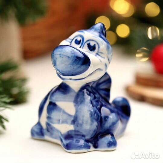 Фигурка гжель дракон, лягушка, слон