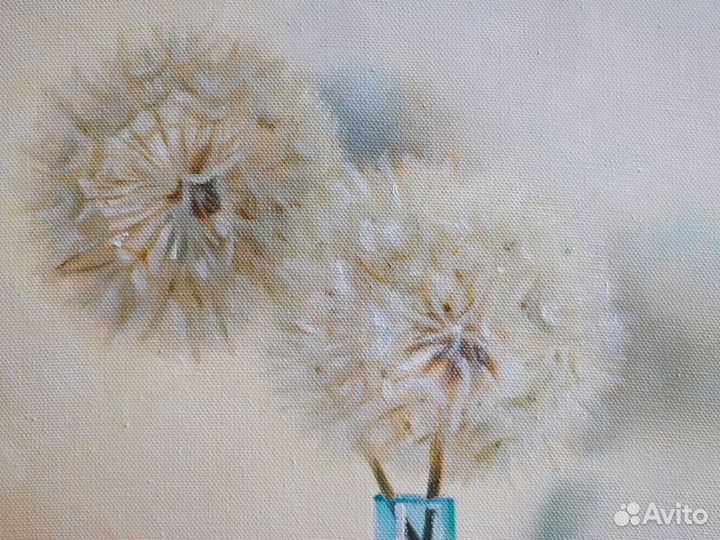 Картина маслом Натюрморт с одуванчиками