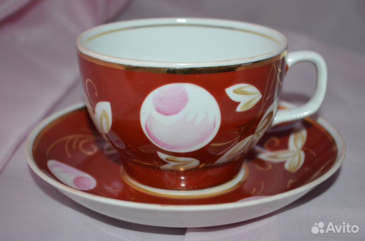 Фарфоровая посуда СССР чайная пара Вербилки