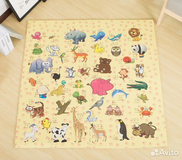 Термоковрик EVA Пазлы Животные 120х120х1 см