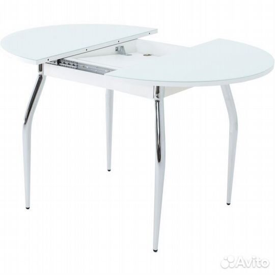 Стол «Ривьера» круг стекло белый, хром