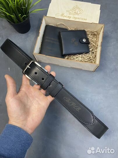 Ремень с гравировкой из отборной кожи