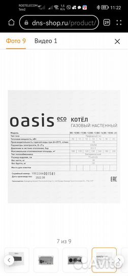 Газовый котел Oasis Eco BE-20 настенный