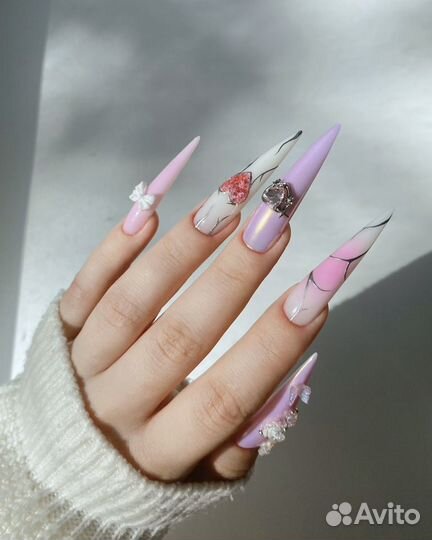 Маникюр наращивание экстра крейзи crazy