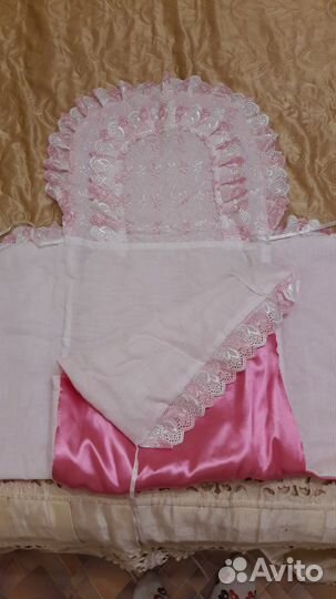 Комплект и конверт на выписку для девочки