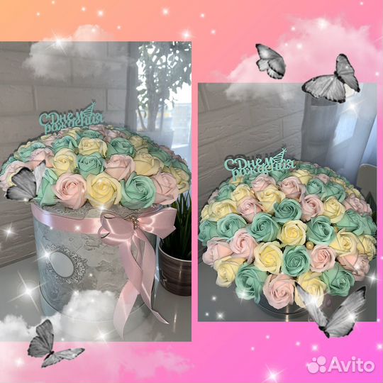Букет из мыльных роз 51 роза 101 роза