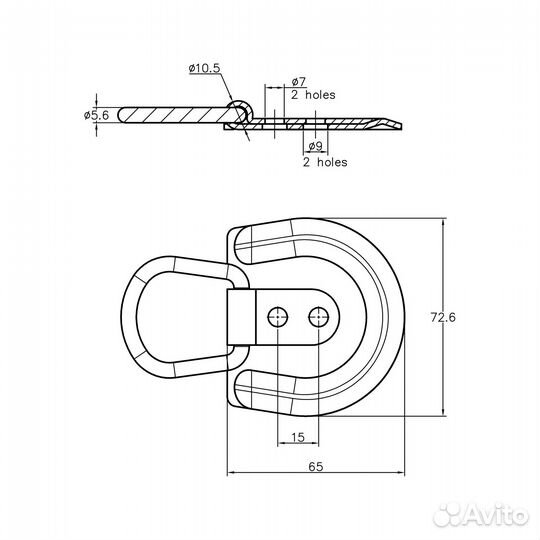 Петля крепления груза trailercom C 73x65мм