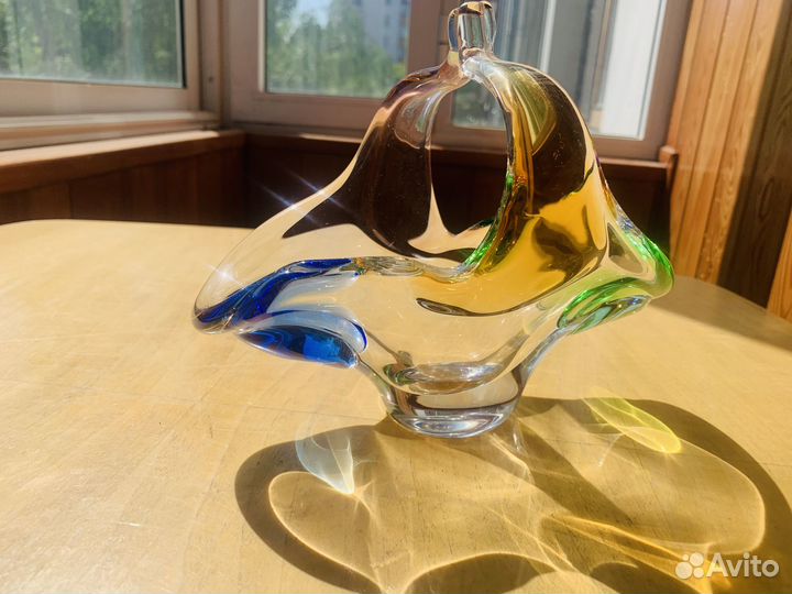 Вазы из винтажного богемского стекла, Чехословакия