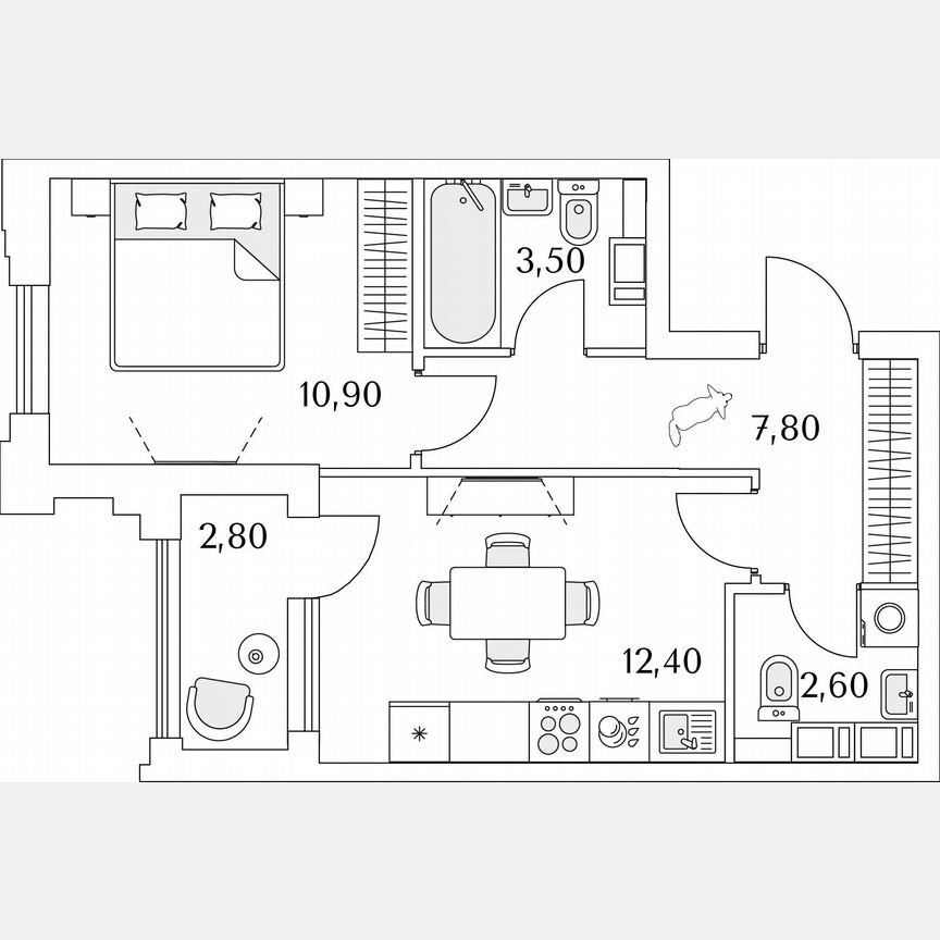 1-к. квартира, 22,8 м², 11/13 эт.