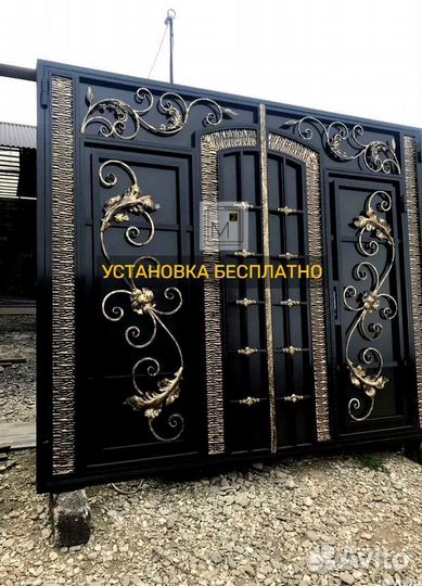 Ворота в Хасавюрте с элементами ковки