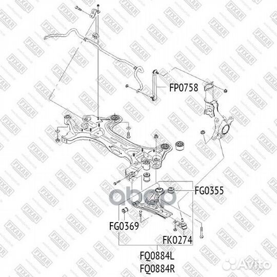 Сайлентблок рычага chevrolet aveo 03- перед.под