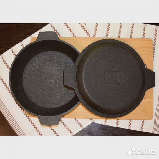Сковорода чугунная разные размеры, с крышкой и без