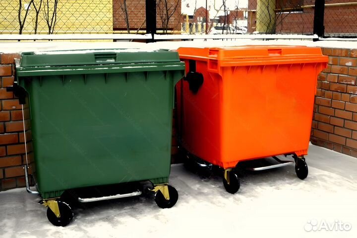 Пластиковый мусорный евроконтейнер 1100л