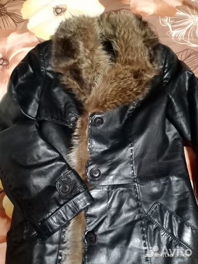 Куртка кожаная зимняя женская 46-48