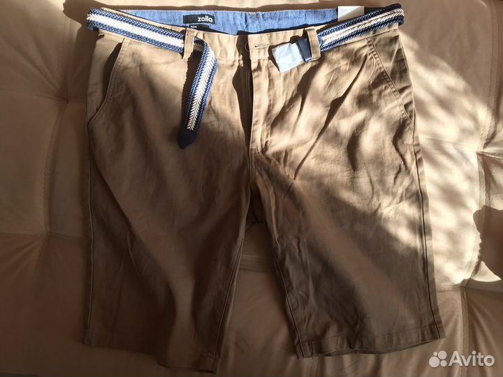 Новые мужские бежевые шорты 54 размера с ремнем
