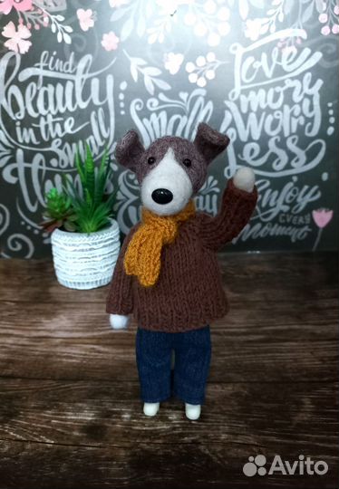 Игрушка валяная из шерсти. Собачка ручной работы