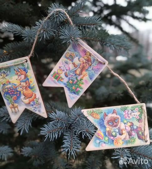 Набор новогодних флажков