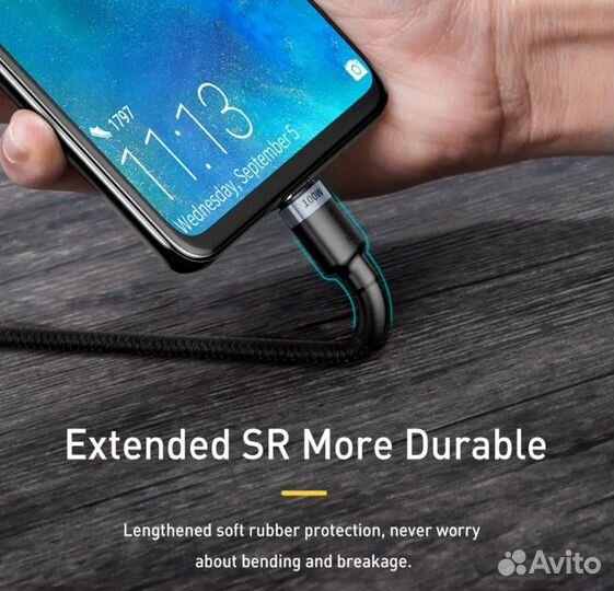 Кабель быстрой зарядки USB Type-C на USB Type-C