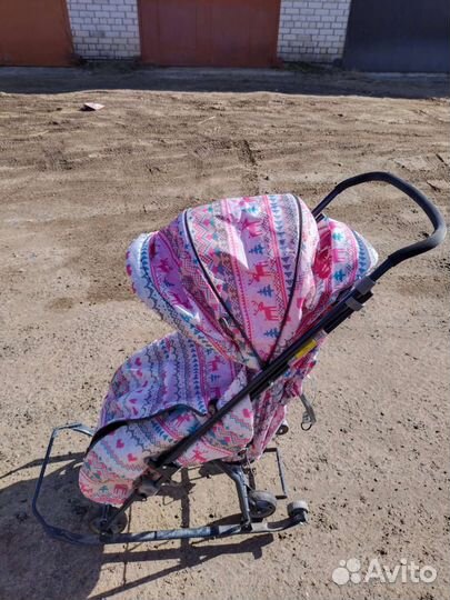Детские санки коляска с колесами