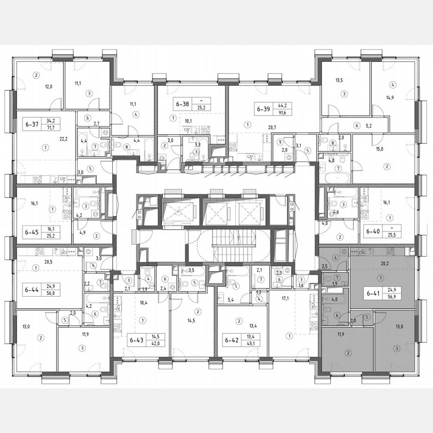 2-к. квартира, 56 м², 6/30 эт.