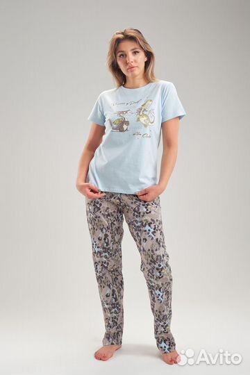 Оптом. Пижама ТК - голубой-динозавры №Н-373