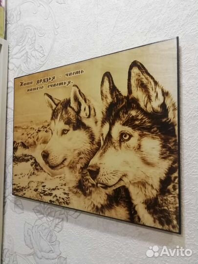 Выжженая картина на дереве