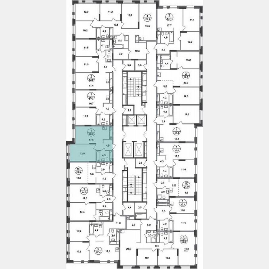 1-к. квартира, 40,2 м², 8/20 эт.