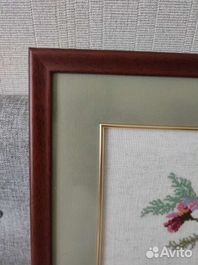 Картина вышивка цветы 43 х 36