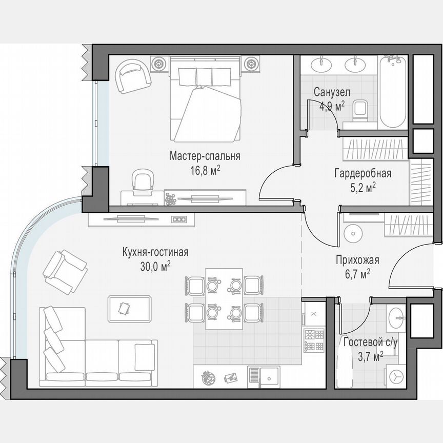 1-к. квартира, 67,2 м², 5/14 эт.