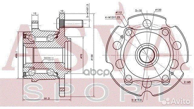 Ступица колеса с ABS зад прав/лев hnwhp2R asva