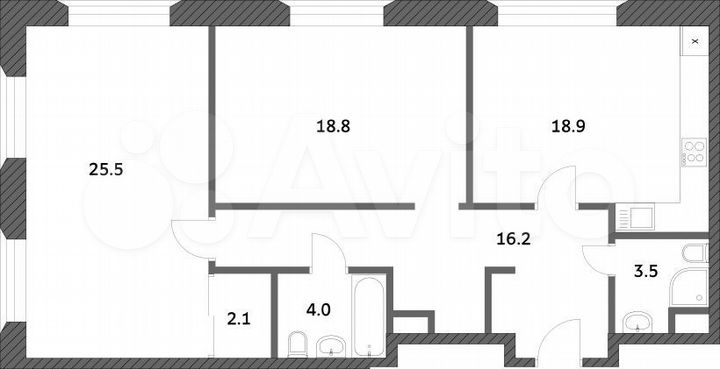 Квартира-студия, 23,8 м², 2/25 эт.