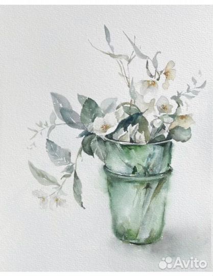 Картина акварель,ручная работа,интерьерная,Цветы