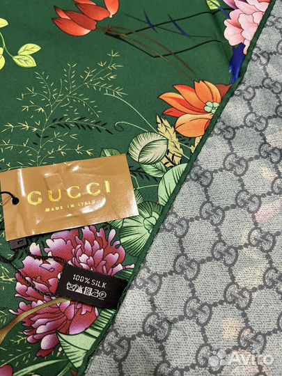 Шелковый платок Gucci Flora Lux изумрудный