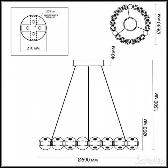 Люстра odeon light crystal 5008/60L