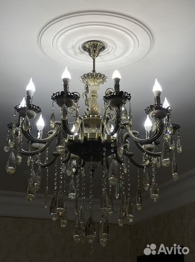 Люстра бронза+хрусталь