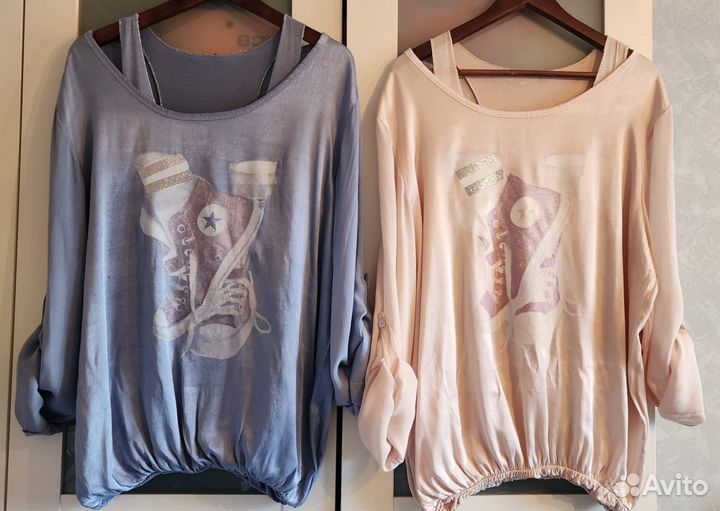 Новая Кофта р.48-52 Италия Пудра/Голуб