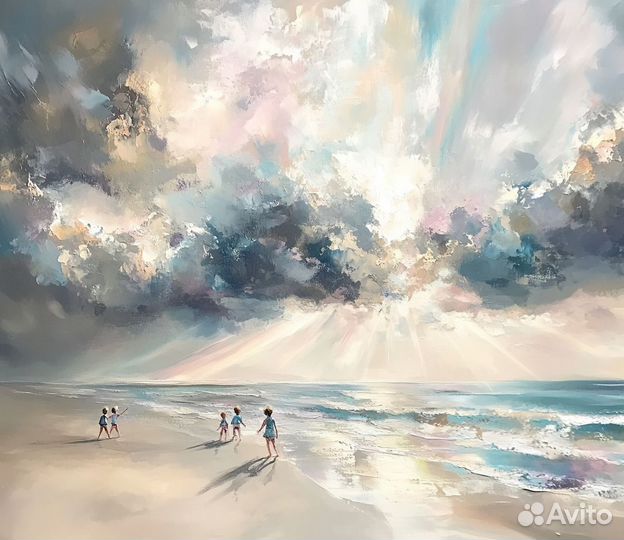 Картина маслом Дети на пляже