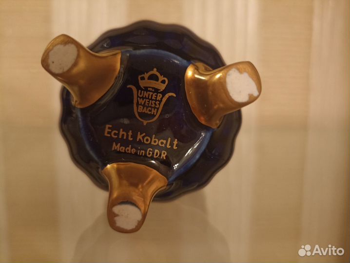 Кобальтовые вазочки Unter Weiss Bach, GDR