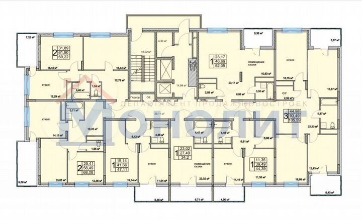 2-к. квартира, 68,1 м², 4/18 эт.