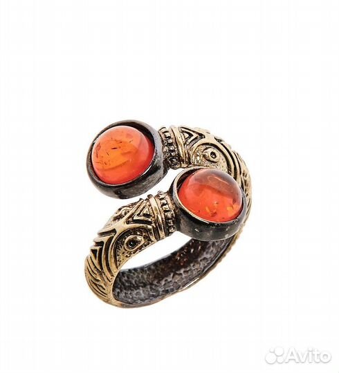 Кольцо Бесконечность (латунь, янтарь) A2161683