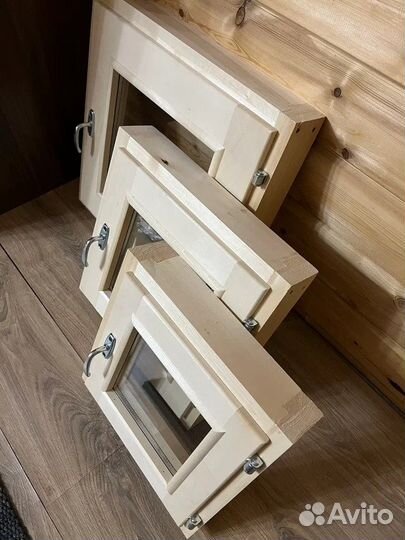 Форточки для бани со стеклопакетом из Липы