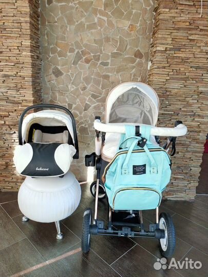 Коляска Белеко 2 в1и 3 в1 экокожа белая