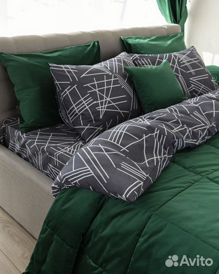 Покрывало бархат Беллиссимо изумруд