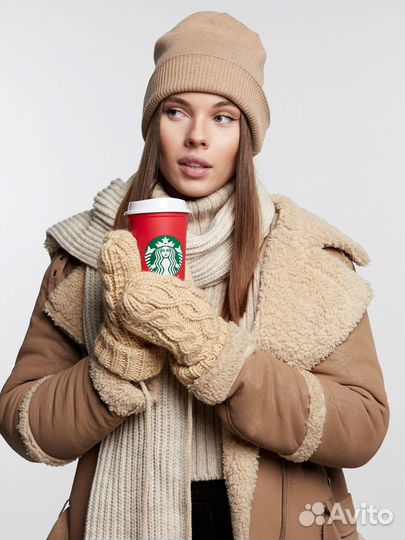 Двойная теплая шапка мелкой вязки Шапки Оптом