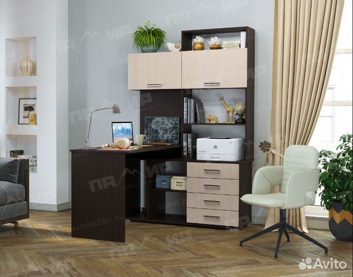 Вместительный угловой компьютерный стол Венге