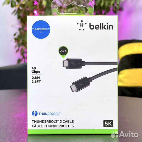 Thunderbolt 3 USB-C Belkin 0.8м, 40Gbps (новый)