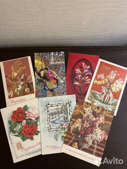 Советские открытки цветы, 8 марта 1950-70х годов
