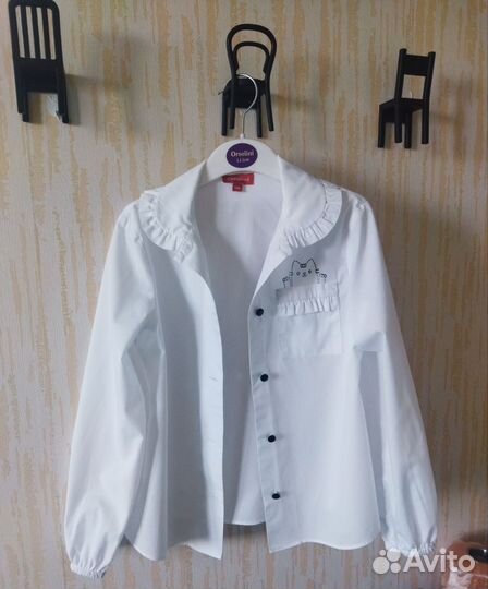 Блузка белая школьная р. 140