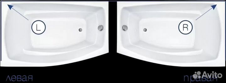 Ванна акриловая Милана 150х90 левая Дана